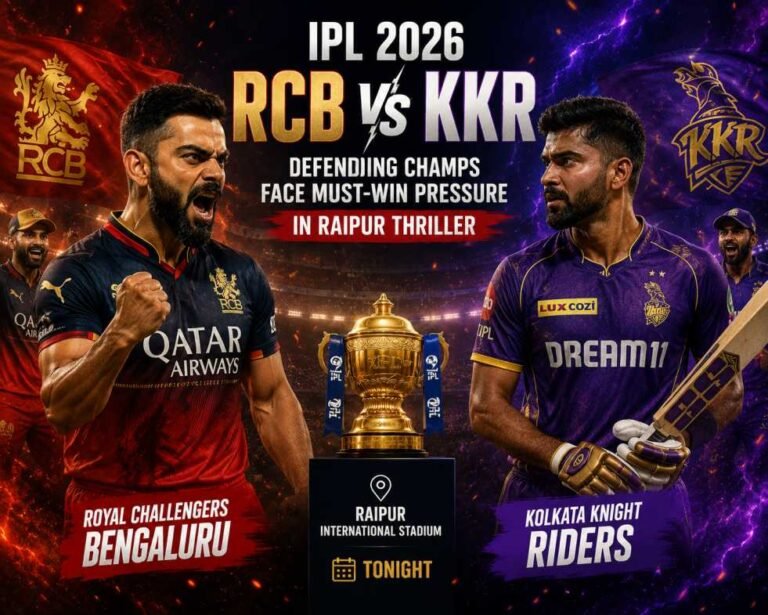 RCB versus KKR T20 Match 57 IPL 2026 at Shaheed Veer Narayan Singh International Stadium Raipur today 7:30 PM
