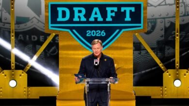 Fernando Mendoza in Raiders uniform after signing rookie contract, 2026 NFL Draft No. 1 pick