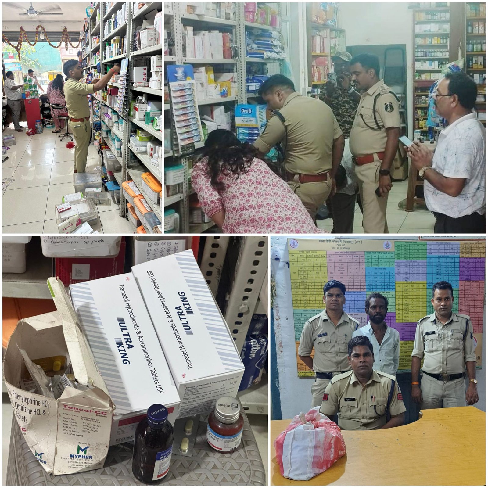 मेडिकल दुकान में पुलिस का छापा..भारी मात्रा में प्रतिबंधित दवाई बरामद…अपराध दर्ज..लायसेंस निरस्त का आदेश
